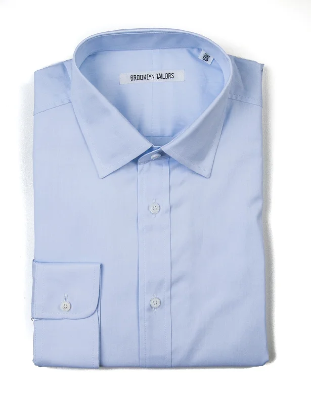 BKT20 Slim Dress Shirt in Pinpoint Oxford - Light Blue