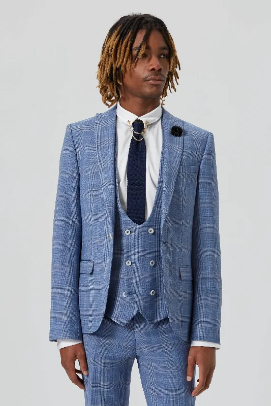 Breamore Skinny Fit Blue Check Wool Jacket - ARCHIVE