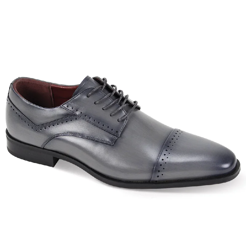 Artisan Collection: Grey Lace-Up Shoes – Genuine Leather with Brogue Detailing