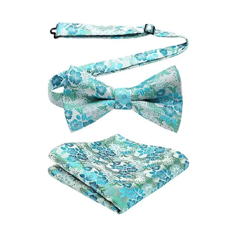 Paisley Pre-Tied Bow Tie & Pocket Square - E-ZAUQA1