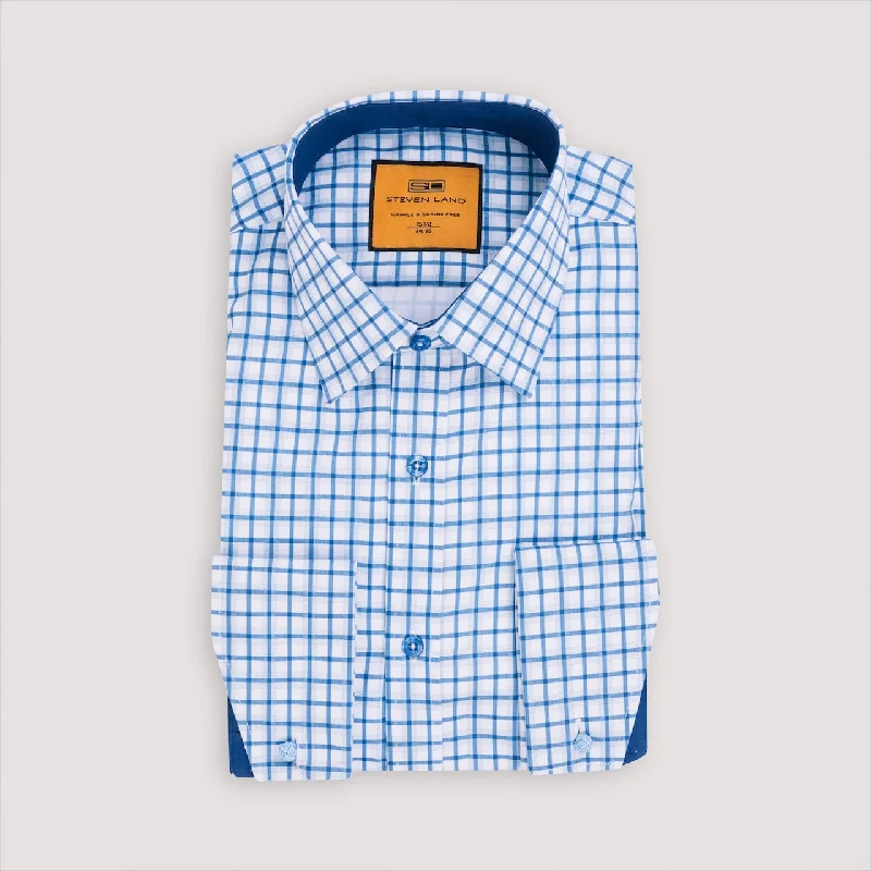 The Wide Plaid Dress Shirt | Classic Collar with Interior Contrast | Angled French Cuff