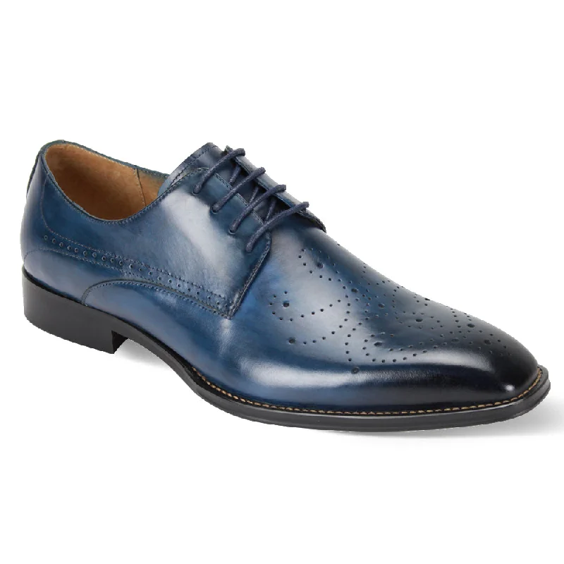 Premium Blue Leather Lace Dress Shoes