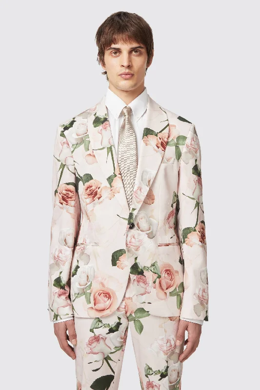 Lincoln Skinny Fit Pink Floral Cotton Jacket - ARCHIVE