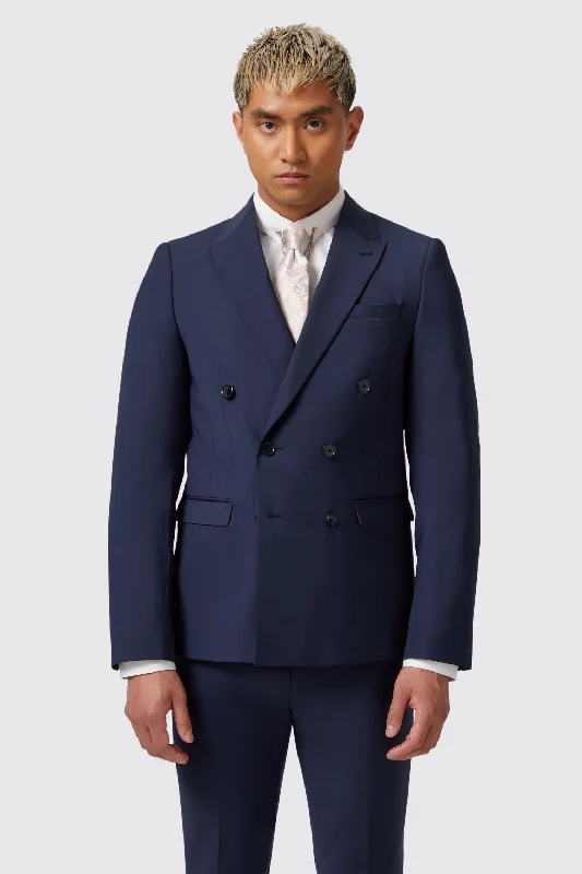 Harwood Slim Fit Navy Double Breasted Wool Jacket - ARCHIVE