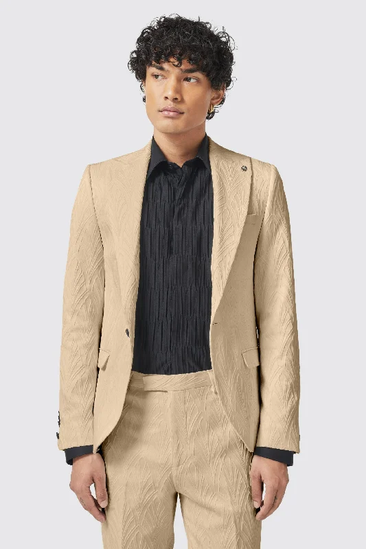 Makowski Slim Fit Beige Jacquard Jacket - ARCHIVE