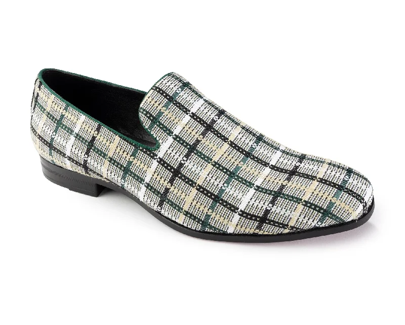 Augustus Collection: Montique Emerald Plaid Slip On Loafer - S2453