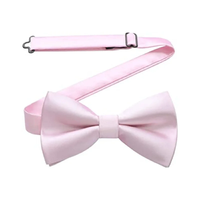 Solid Pre-Tied Bow Tie - 04-LIGHT PINK