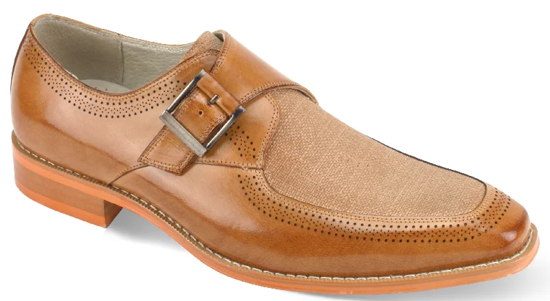 Gents Tan Monk Strap Moc Toe Shoes