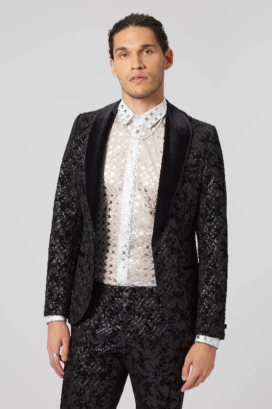 Barbee Skinny Fit Black Jacquard Jacket - ARCHIVE