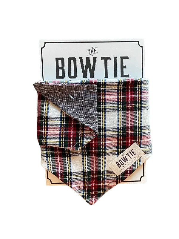 Reversible Pet Bandana - Holiday Tartan and Chambray