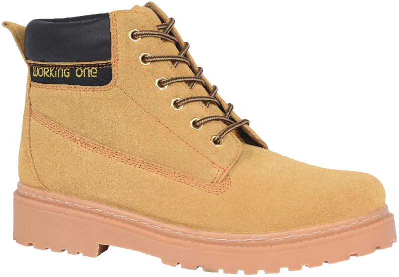 Golden Tan Suede Leather Work Boots