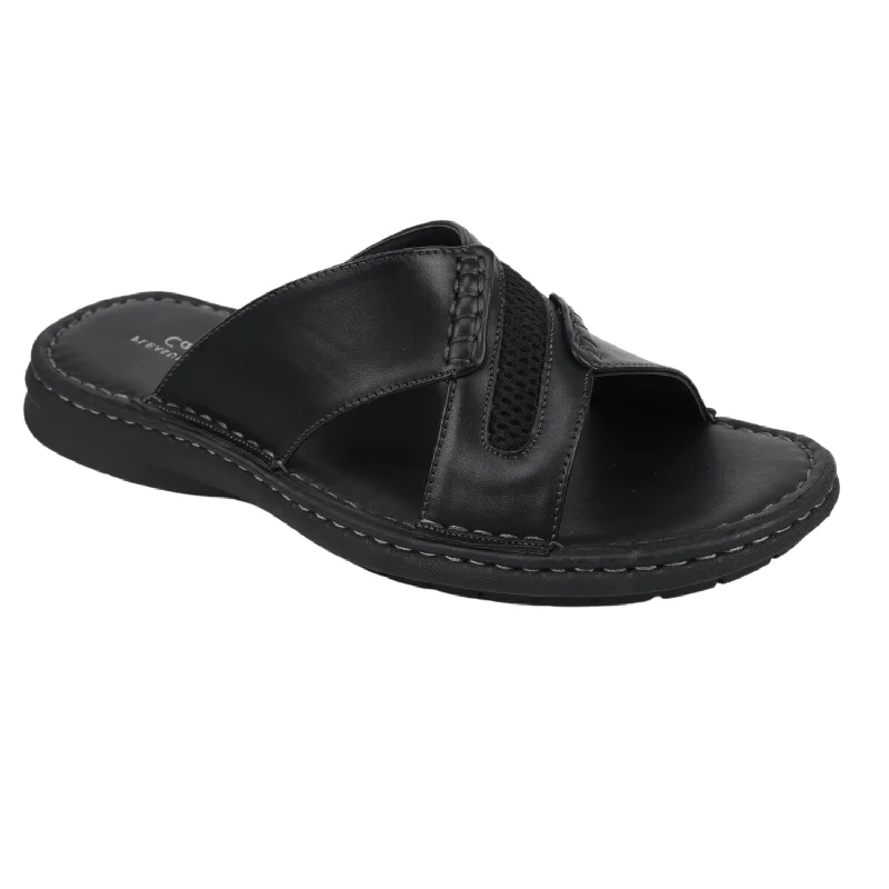 Black Criss Cross Strap Open Sandals for Men