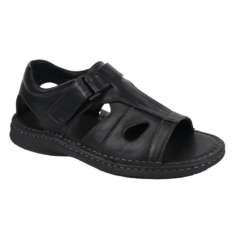 Men's Casual Black Open Toe Fisherman Sandals