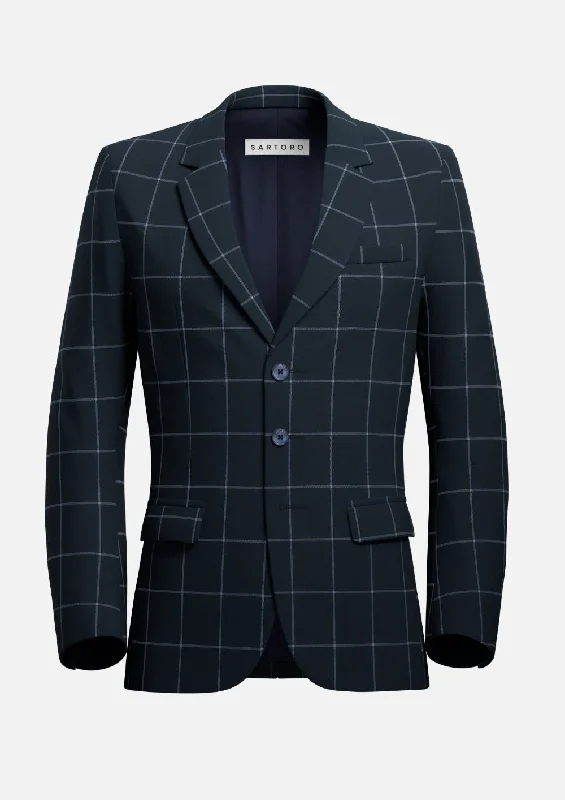 Prince Deep Navy Windowpane Jacket