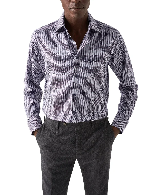 Slim Fit - Houndstooth Print Signature Twill Shirt