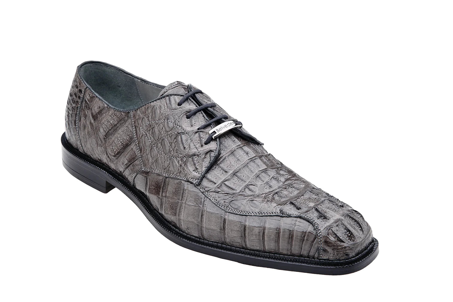 Belvedere Men's Genuine Hornback Caiman Dress Shoe in Grey - Chapo