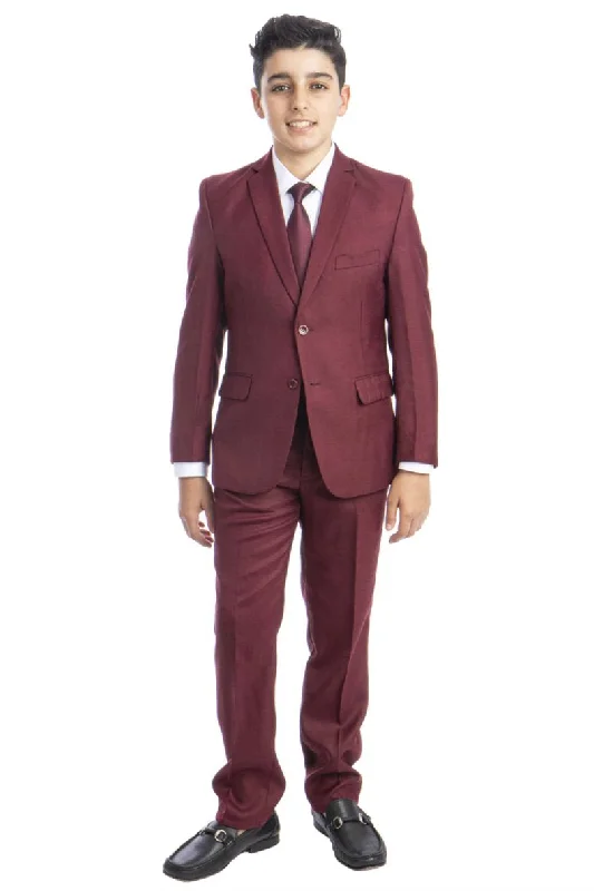 "Jacob" Kids Burgundy 5-Piece Suit