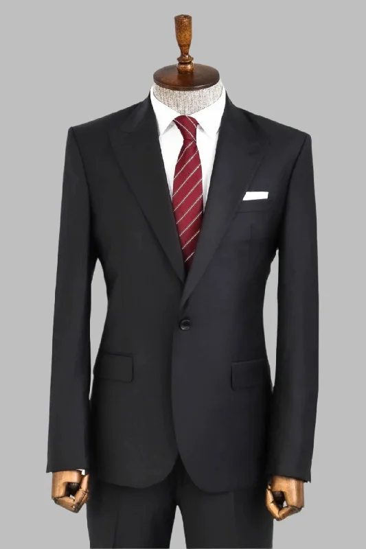 Wool Black Men Suit - Wessi