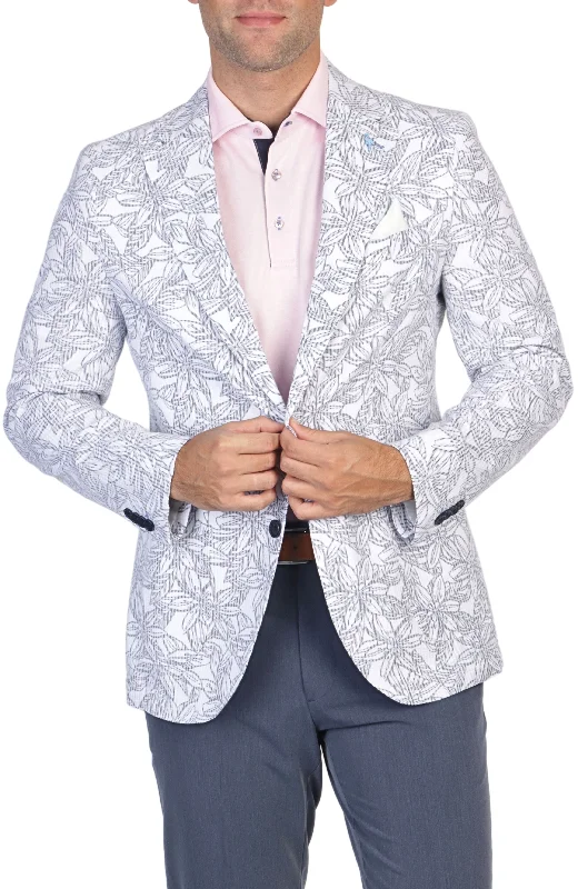 Floral Unlined Striped Sport Coat