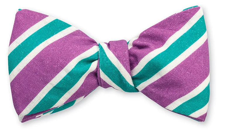 Purple/Green Clearwood Stripes Bow Tie - B5274