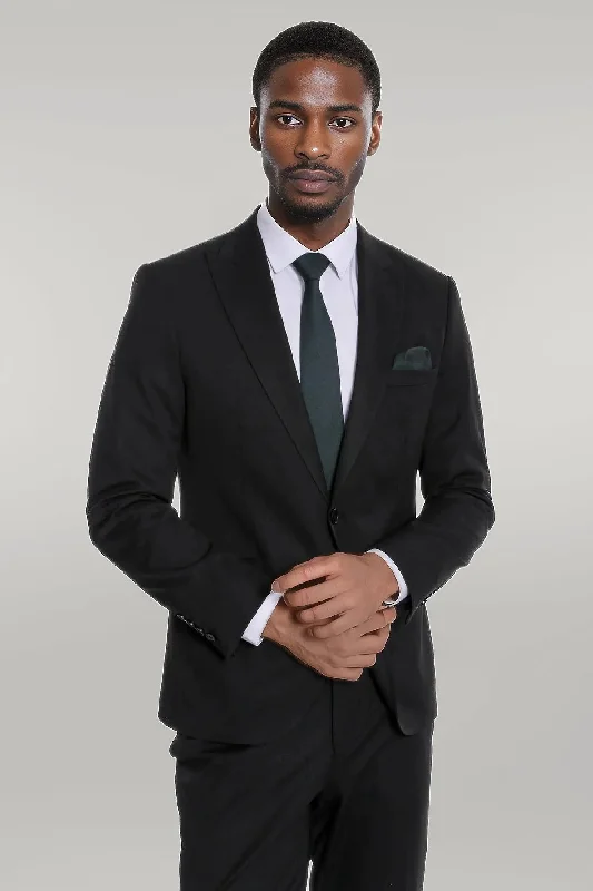 Plain 2 Piece Slim Fit Black Men Suit - Wessi