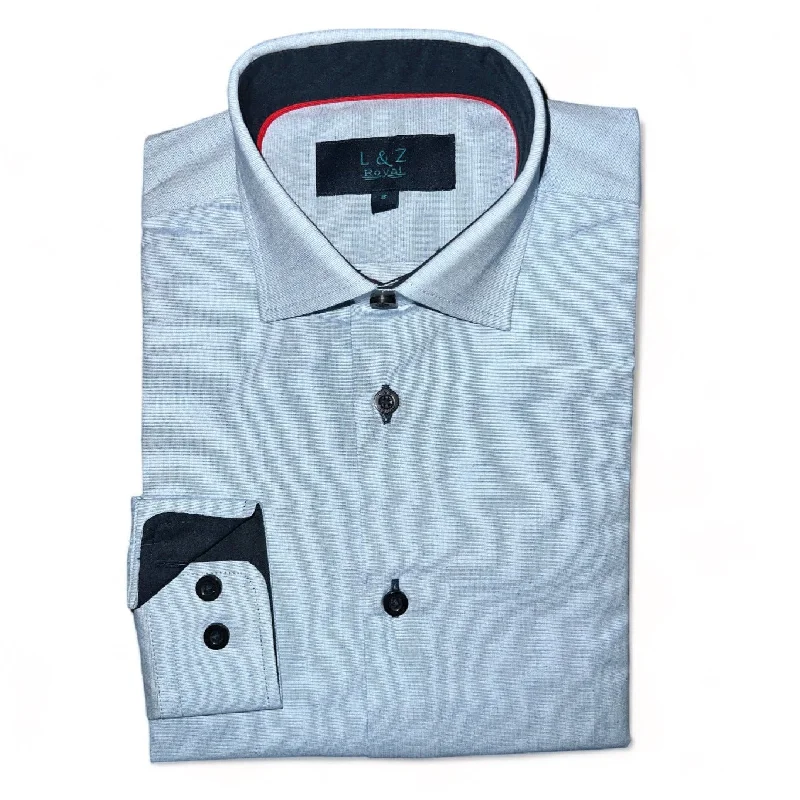 L & Z Royal Boys Pale Blue Banded Dress Shirt_ 5980