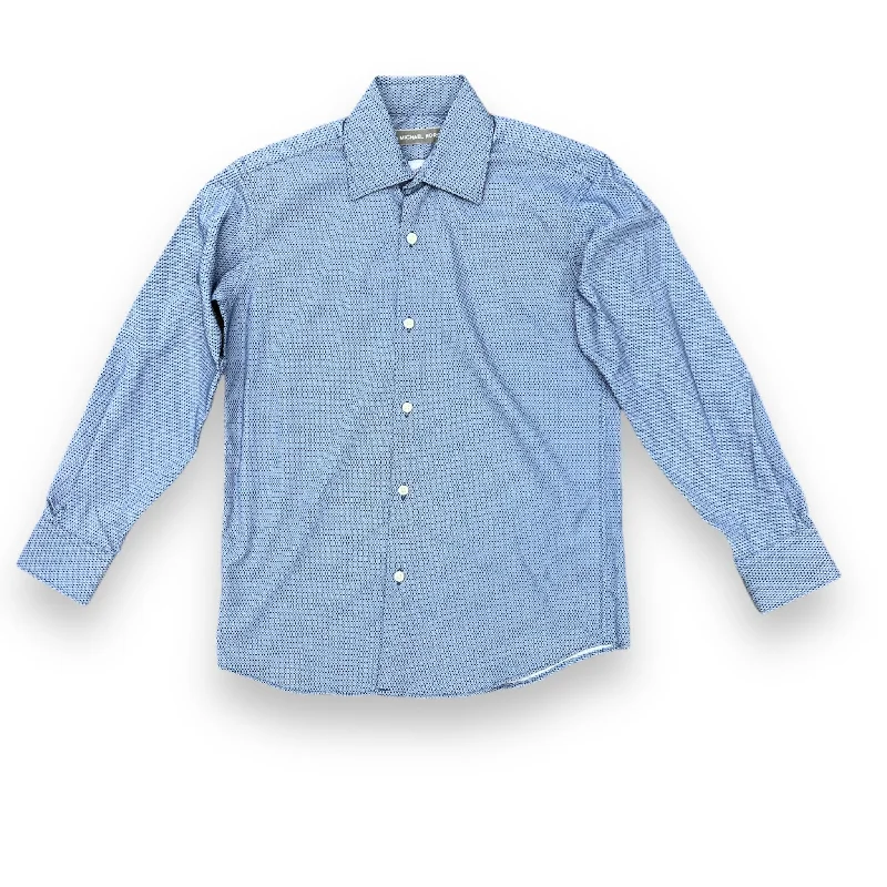 Boys Patterned Blue Dress Shirt