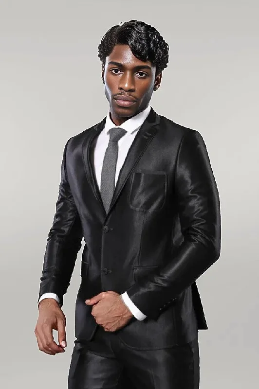 Shiny Black Men Suit - Wessi