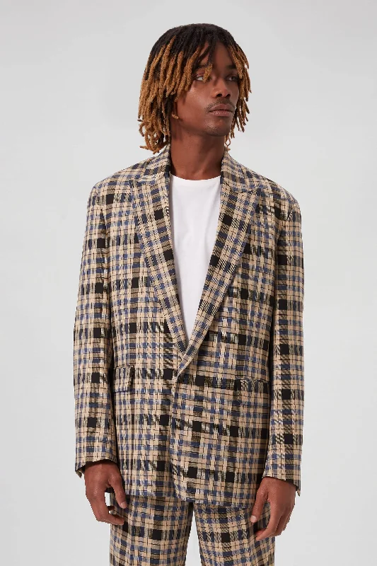 Digne Oversized Brown Check Jacket - ARCHIVE