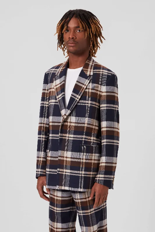 Fontaine Oversized Navy Check Jacket - ARCHIVE