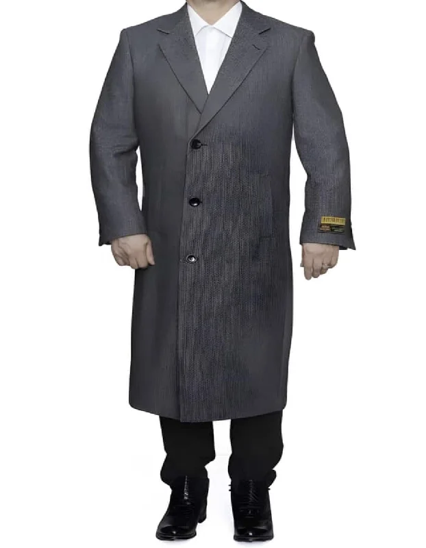 Mens Overcoat - Topcoat For Men - Winter Fabric - Grey Big and Tall Large Man ~ Plus Size Trench Coat Three Button Raincoats lOvercoat Long men's Dress Topcoat - Winter coat 4XL 5XL 6XL