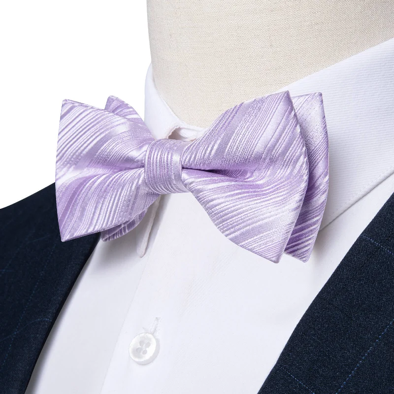 Ties2you Boys Bow Ties Periwinkle Purple Striped Bow Tie Handkerchief Set for Kid