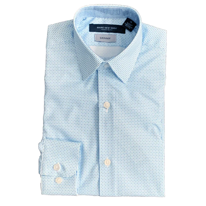 Marc New York Boys Skinny White/Blue Geo Print Dress Shirt