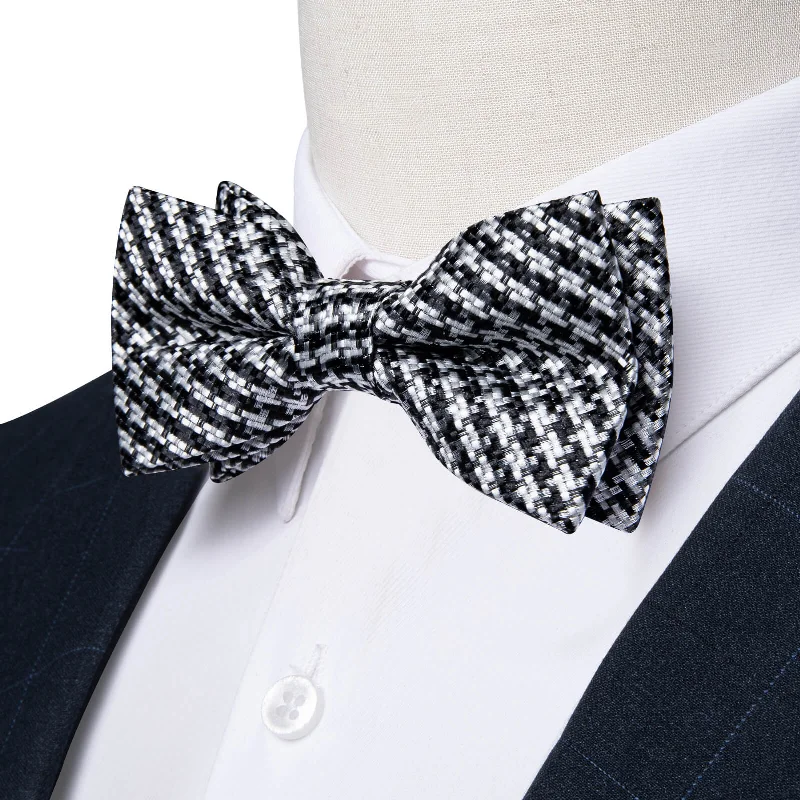 Ties2you Boys Bow Ties Black White Striped Bow Tie Handkerchief Set