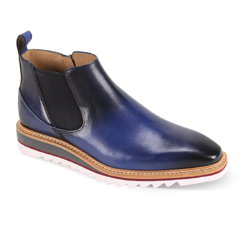 Artemis Collection: Blue Leather Chelsea Boot with Patina Finish