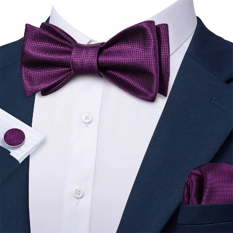 Ties2you Self Tie Bow Ties Violet Purple Plaid Silk Mens Tuxedo Bow Tie Wedding