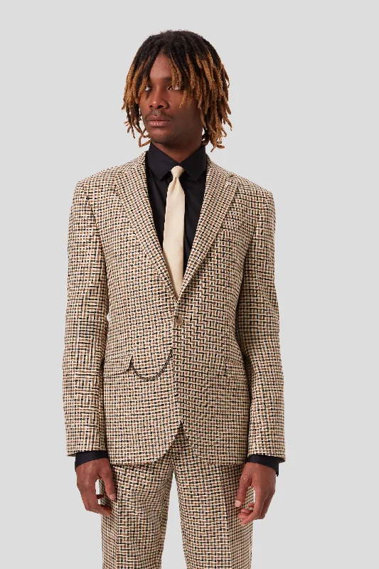 Blythe Slim Fit Beige Check Jacket - ARCHIVE