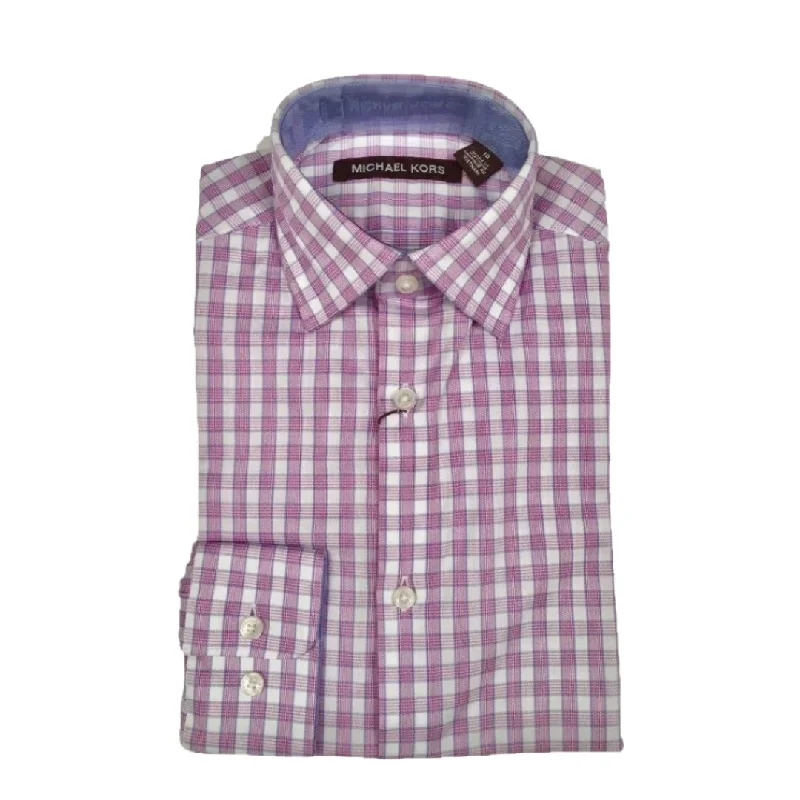 Michael Kors Boys Cotton Pink/White Check Dress Shirt