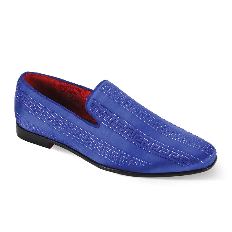 Satin Elegance Collection : Royal Crystal Studded Satin Fabric Plain Toe Smoker Slip-On