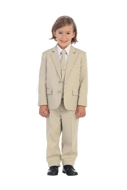 "Charlie" Kids Khaki Suit 5-Piece Set