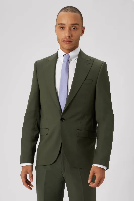 Buscot Slim Fit Green Wool Jacket