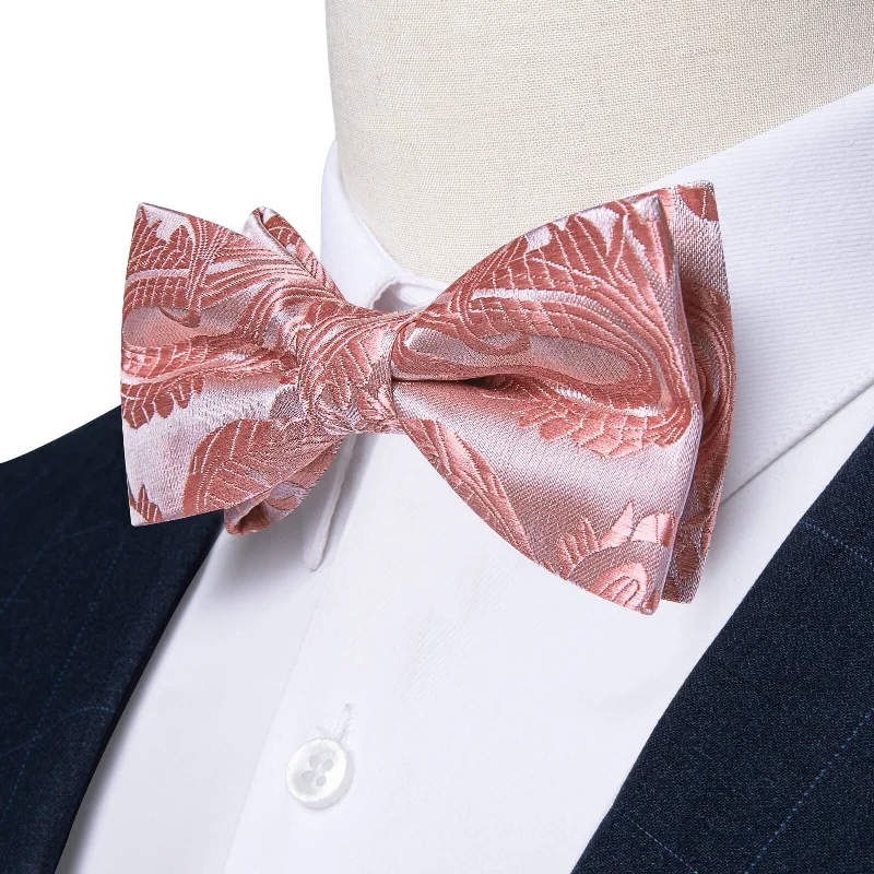 Ties2you Kids Bow Tie Light Pink Paisley Silk Bow Tie Handkerchief Set