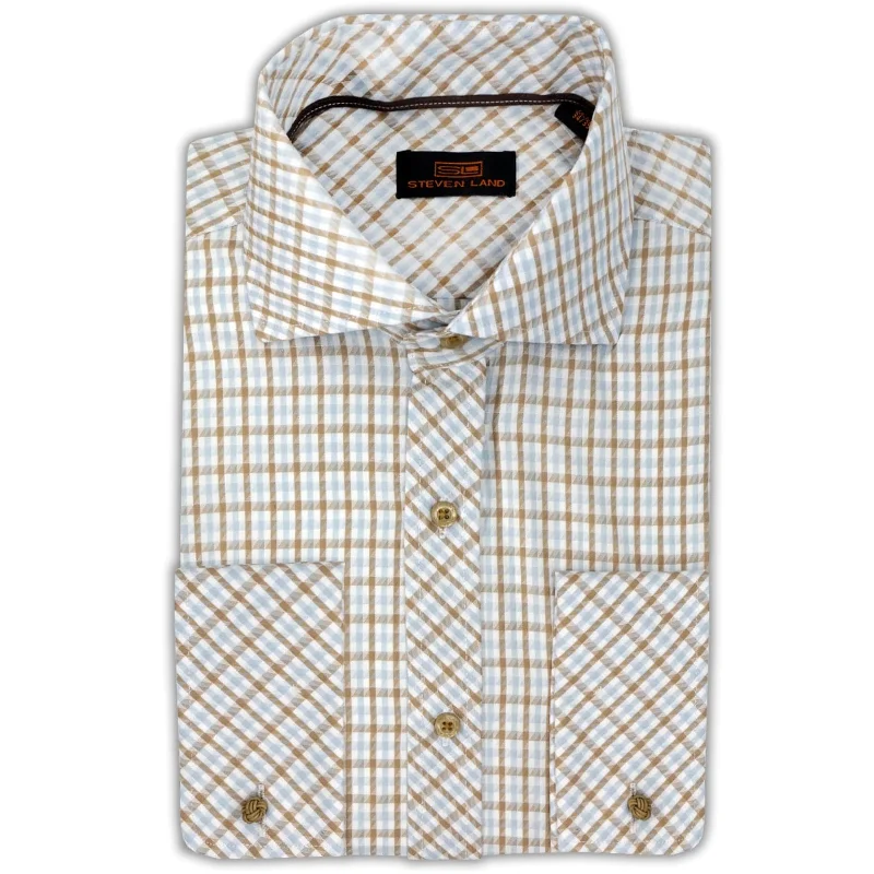 Steven Land Dress Shirt | Trim and Classic Fit | Arlo 100% Cotton | Color Green/Ds2327