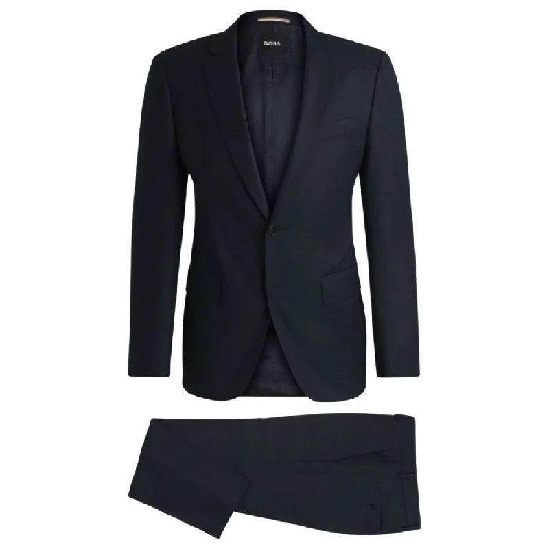 Slim-fit suit in micro-patterned stretch wool