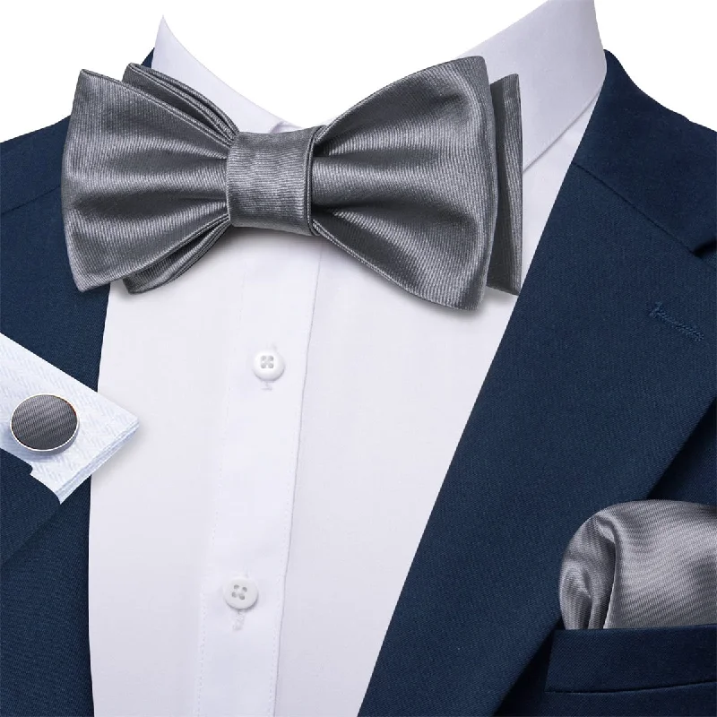 Ties2you Self Tie Bow Ties Smoke Grey Solid Silk Mens Tuxedo Bow Tie Business