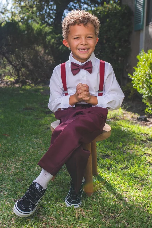 "Mikey" Kids Burgundy 4-Piece Barn Wedding Set