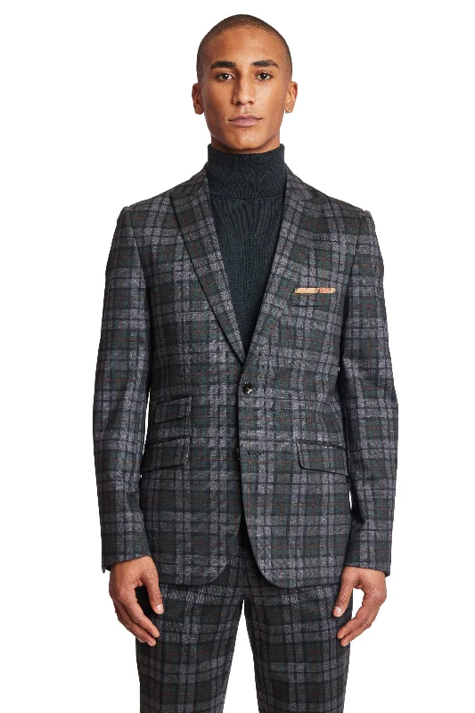 Ashton Peak Jacket - slim - Forest Charcoal Check Knit