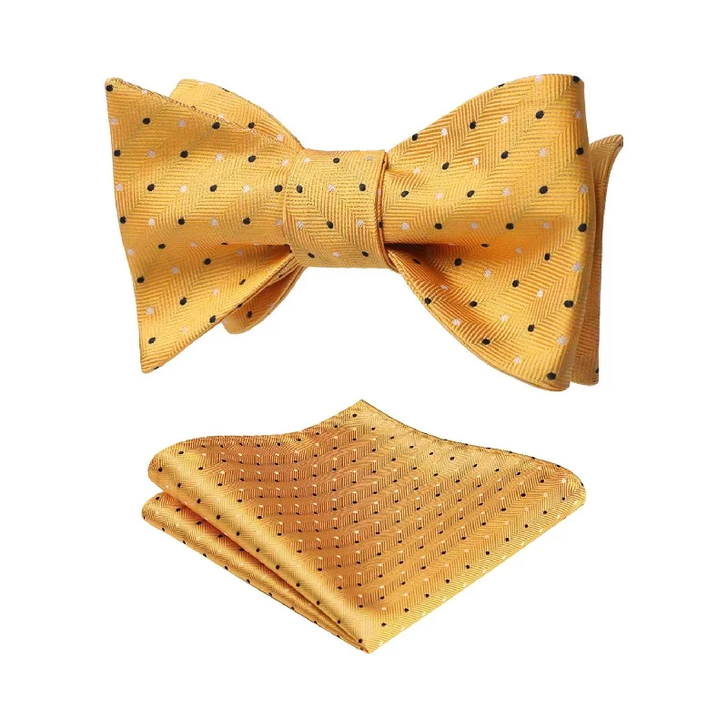 Polka Dots Bow Tie & Pocket Square - A-YELLOW