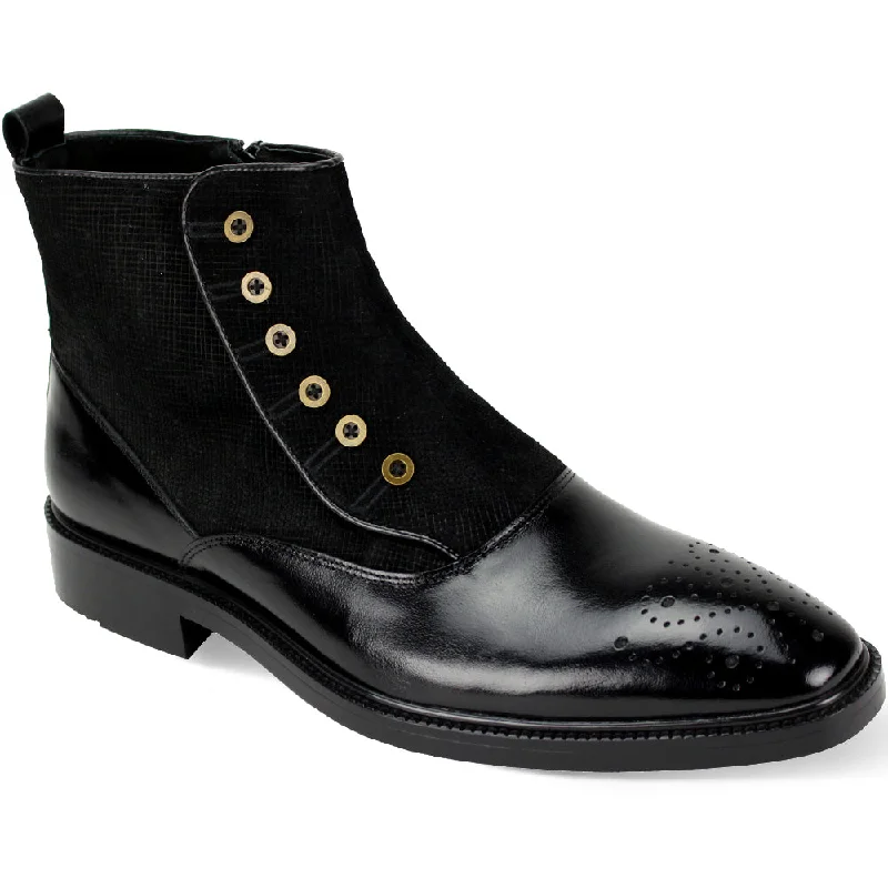 Spatcraft Elegance: Black Plain Toe Spat Boot with Inside Zipper