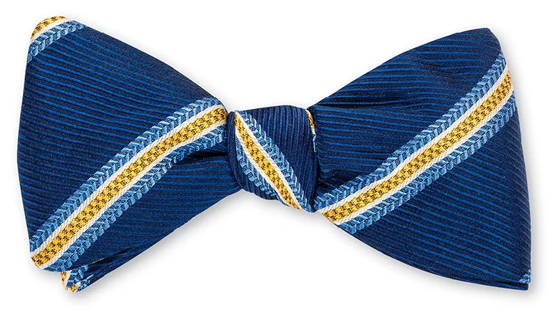 Navy Carver Stripes Bow Tie - B5092